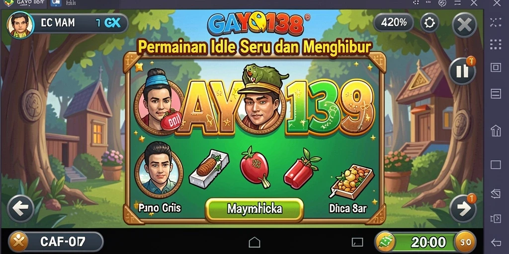 Tangkapan layar gameplay GAYO138 yang menunjukkan karakter sedang mengumpulkan sumber daya.