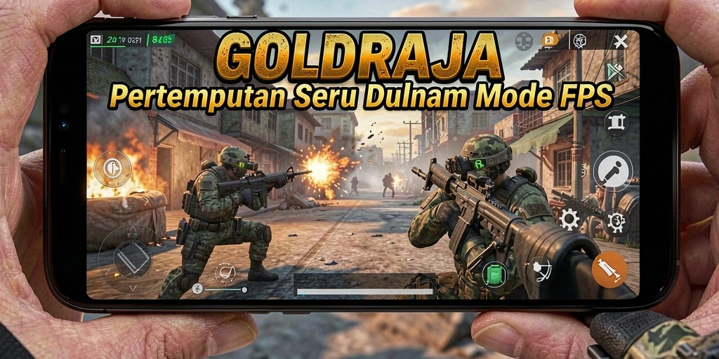 Screenshot gameplay GOLDRAJA menampilkan aksi tembak-menembak yang seru.