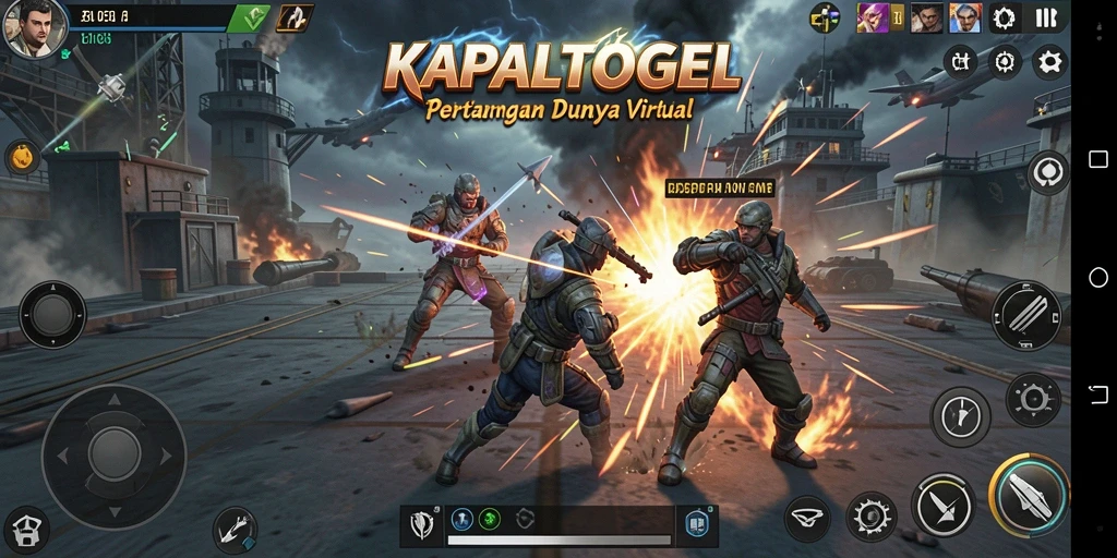 Tampilan pertarungan seru di KAPALTOGEL dengan karakter unik.