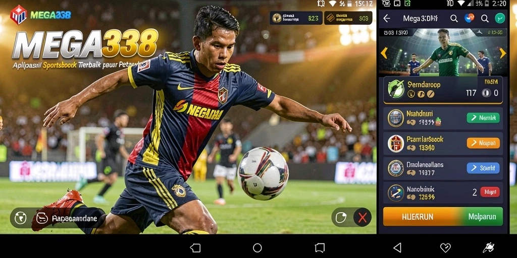 Tangkapan layar MEGA338 menunjukkan tampilan antarmuka Sportsbook yang menarik.