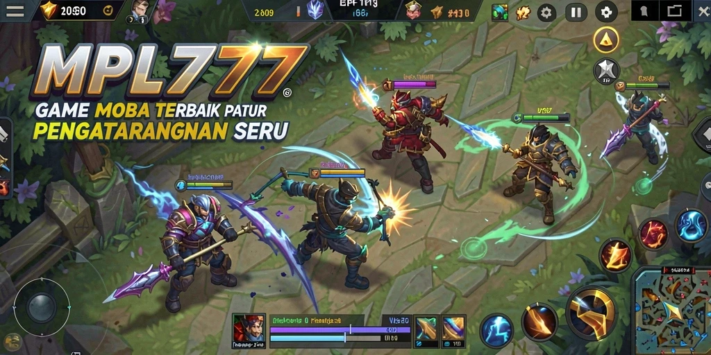 Tangkapan layar MPL777 yang menunjukkan pertempuran seru di arena MOBA.