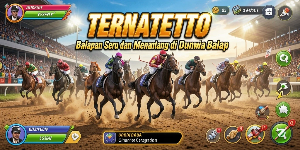Tangkapan layar gameplay TERNATETOTO dengan aksi balapan yang seru.