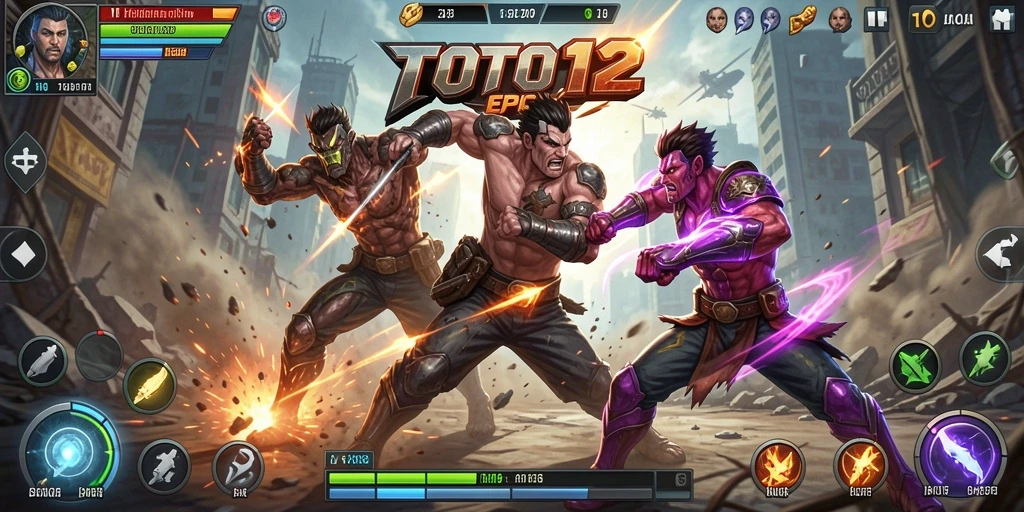 Screenshot TOTO12 menampilkan aksi seru dengan karakter yang bertarung intens.
