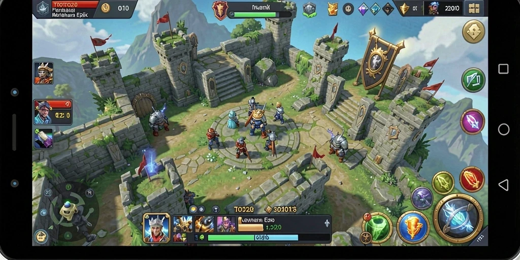 Tangkapan layar gameplay TOTO20 menunjukkan aksi menara pertahanan yang intens.