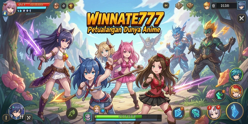 Screenshot <strong>WINRATE777</strong> menampilkan karakter-karakter Anime dalam aksi seru.